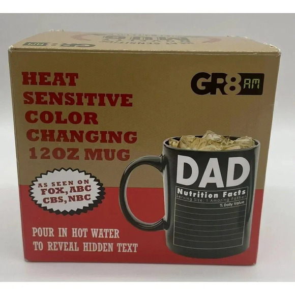 Heat Changing Worlds Best Dad Mug. 12oz Dad Nutrition Facts Funny Coffee Mug - Picture 7 of 12